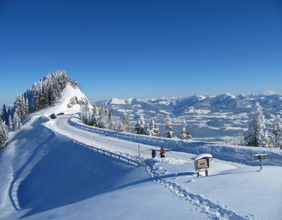 Die Rossfeld Panoramastraße im Winter