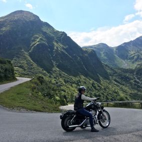 Hotelmanagerin Heike auf Motorradtour