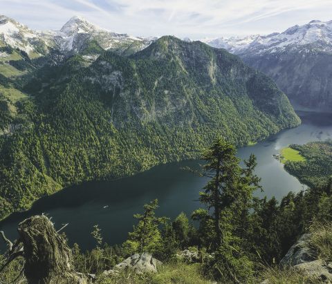 Kilátás a Königssee-tóra az Archenkanzelről