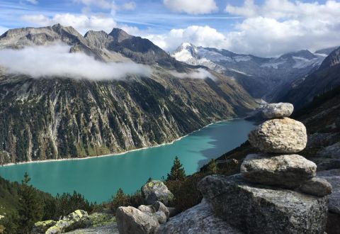 Zbiornik Schlegeis widziany z góry