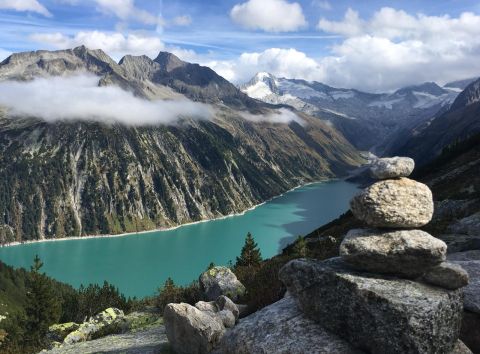 Le réservoir Schlegeis vu du dessus