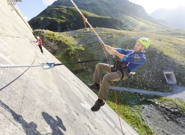 Via ferrata in Montafon at the dam near Explorer Hotel Montafon.