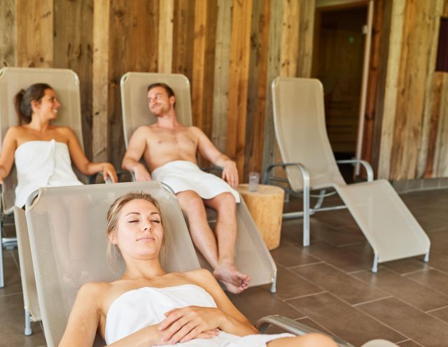 The perfect place to relax between sauna sessions.