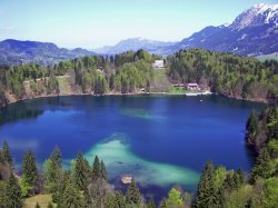 Blick auf den Freibergsee vom Schanzenturm