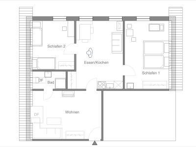 Die helle 3,5-Zimmer-Ferienwohnung AdeleggBlick bietet während des Landurlaubes im Allgäu auf 90qm viel Platz und eine komfortable Zimmeraufteilung im 2. Obergeschoss des Haupthauses. Ideal für Familien mit Kindern.