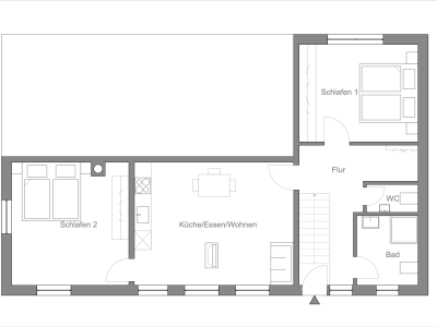 Ruhig und hell ist die neu eigerichtete Ferienwohnung HofBlick 2 mit ihren 80qm im ersten Stock der der Brennerei. Sie hat zwei Erwachenden-Schlafzimmer mit jeweils einem Doppelbett.
