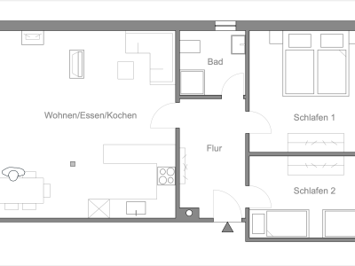 Mit der besten Sicht auf die große Linde im Innenhof und Balkon bietet die knapp 80qm große Ferienwohnung viel Platz für Familien.