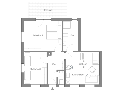 Im Erdgeschoss der Brennerei liegt die 70qm große, behindertenfreundliche und ruhig gelegene Ferienwohnung Hofblick1.