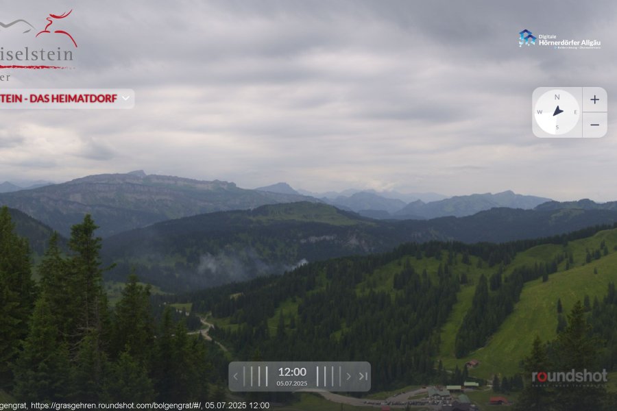 Webcam vom Bolgengrat in SW-Richtung mit sichtbarer Rauchentwicklung