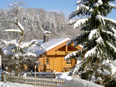 Blockhaus im Winter