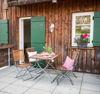 Terrasse der Ferienwohnung Grün im Gästehaus Anna