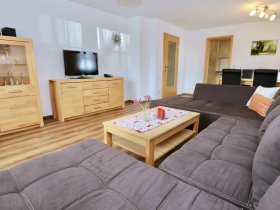 Wohnzimmeransicht in der Ferienwohnung Imberger Horn
