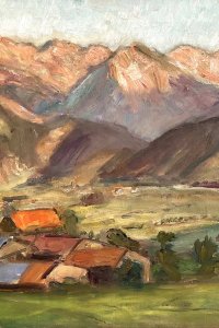 Otto Modersohn, Blick auf Gailenberg, das Ostrachtal und die abendbesonnte Hintersteiner Bergkette 