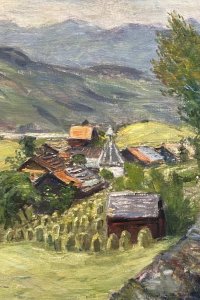 Otto Modersohn, Heuernte am Gailenberg, Blick vom Mäuerchen 