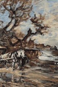 Julius Seyler, Pferdefuhrwerk im Herbst