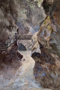 Wanderer in der Höllental-Klamm, Edward Theodore Compton