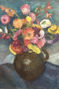 Leuchtender Blumenstrauß in Blau