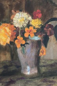 Stillleben mit Dahlien und Kapern