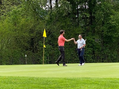 Martin Sauter nach Loch 18 mit seinem Flightpartner