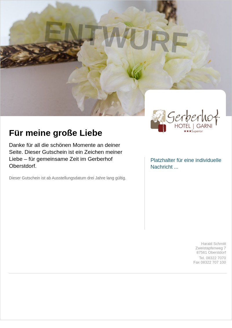 Gutscheinvorlage: Hochzeitstag