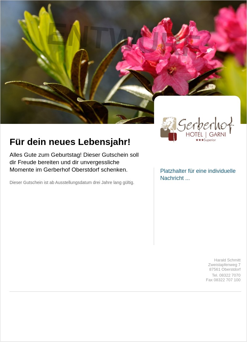 Gutscheinvorlage: Geburtstag