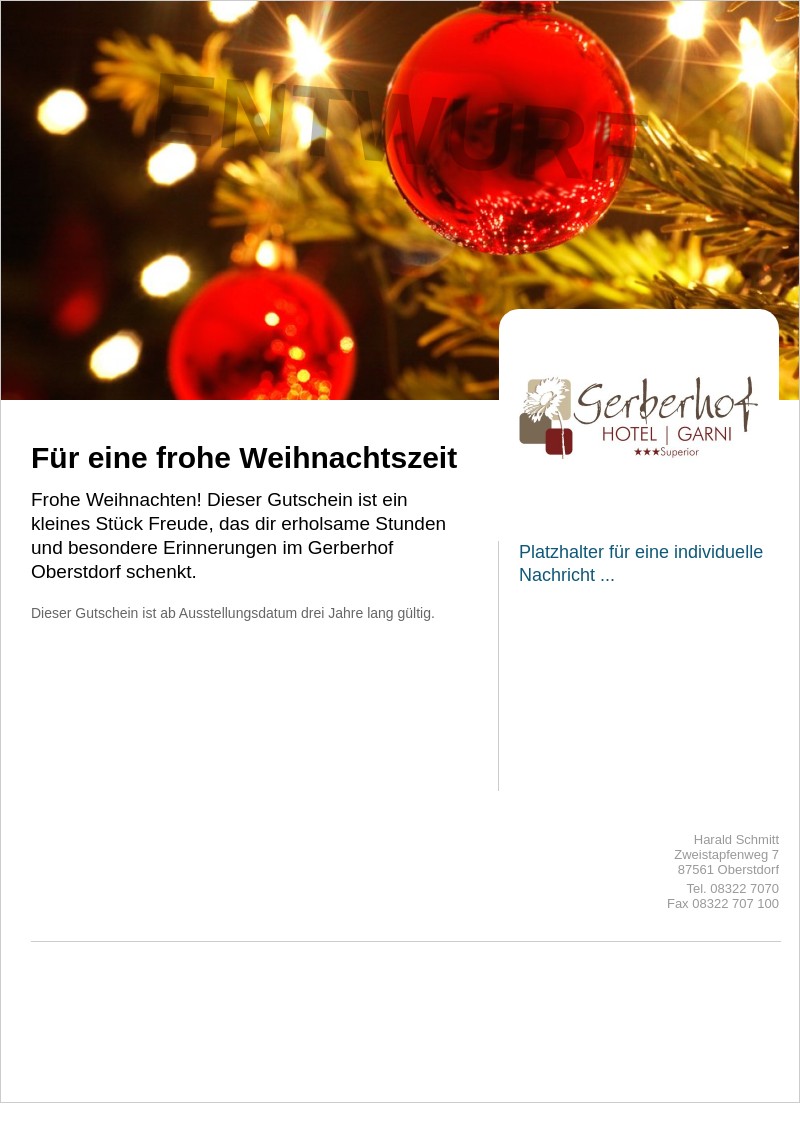 Gutscheinvorlage: Weihnachten