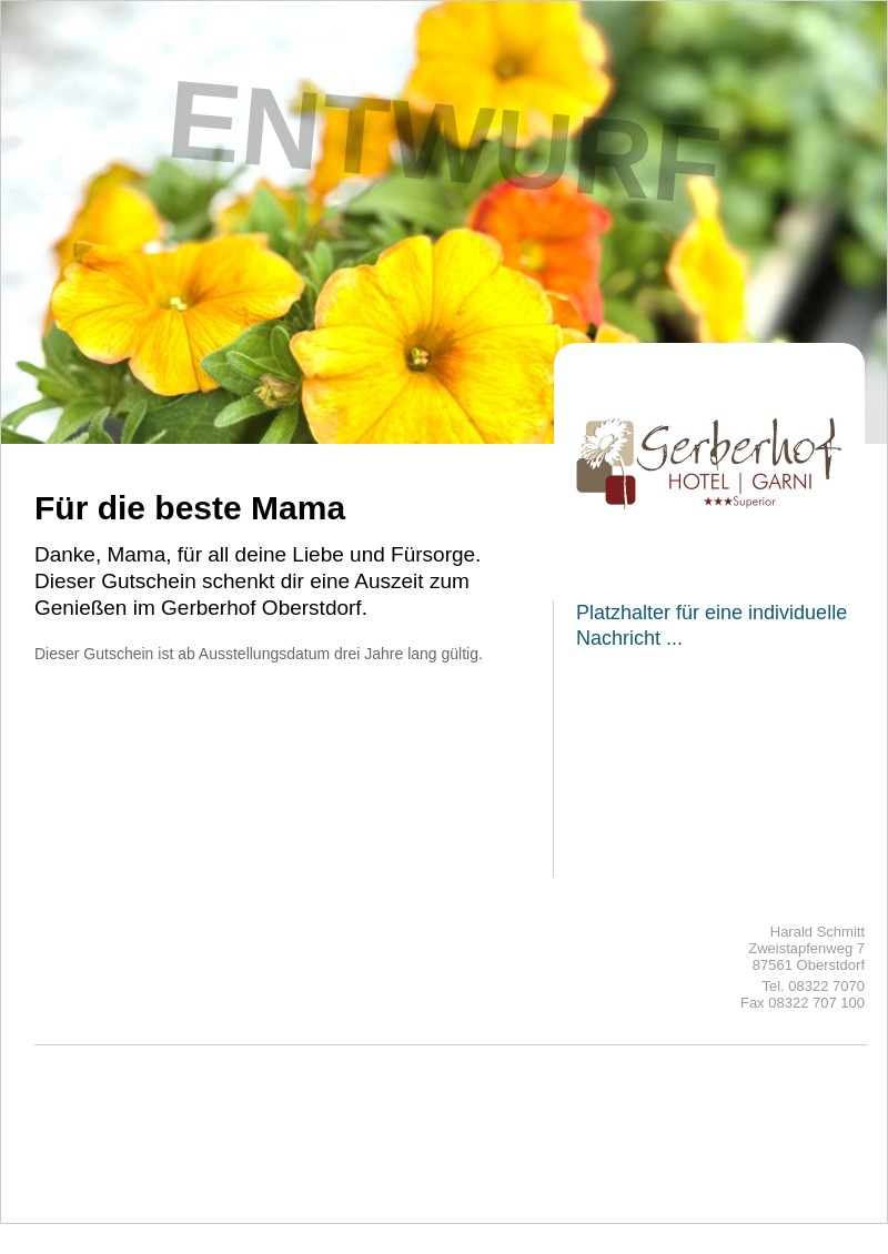 Gutscheinvorlage: Muttertag