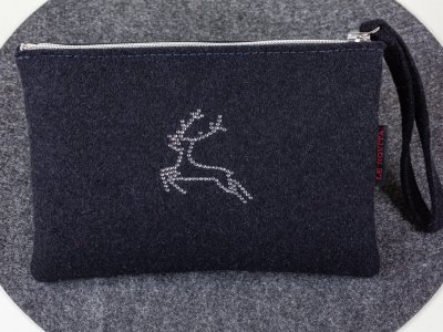 Filztasche mit Strass Hirsch Schwarz