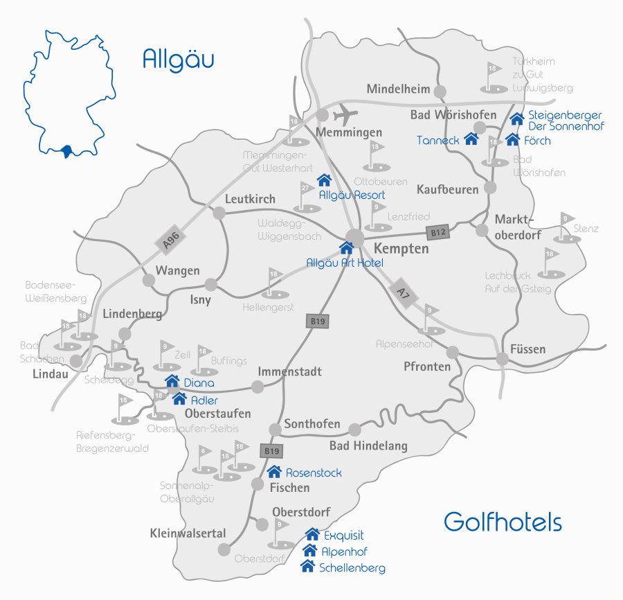 Golfkarte Allgäu 2023 Webseite Hotels