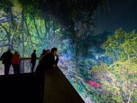 Besucher:innen in der Amazonien Ausstellung im Panometer Dresden