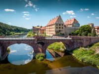 Grimma - Stadtansicht | Pöppelmannbrücke | Schloss