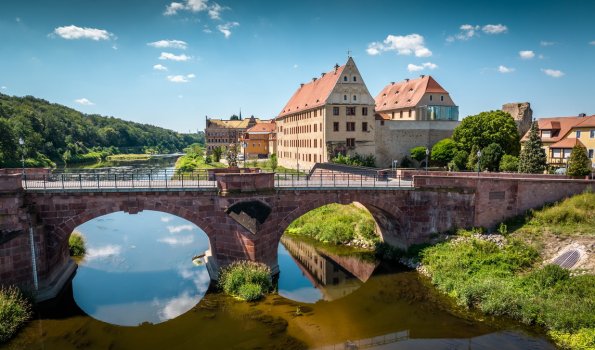 Grimma - Stadtansicht | Pöppelmannbrücke | Schloss