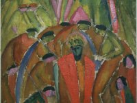 Buntes Gemälde: Hermann Stenner, Verspottung Christi, 1913, Öl auf Leinwand ©GLM, Foto: Heinz Feußner