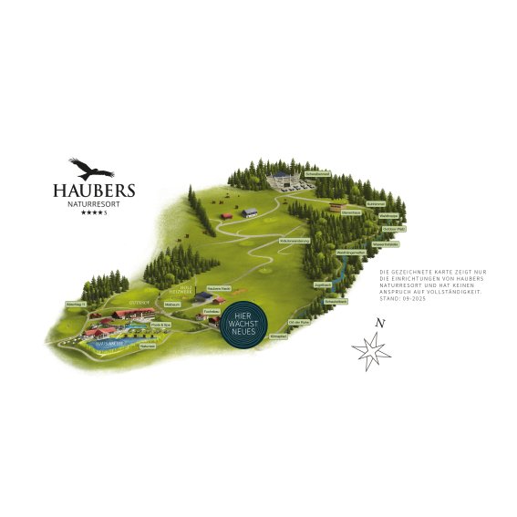 Übersicht über die Waldbaden-Wege rund um das Naturresort Haubers im Allgäu