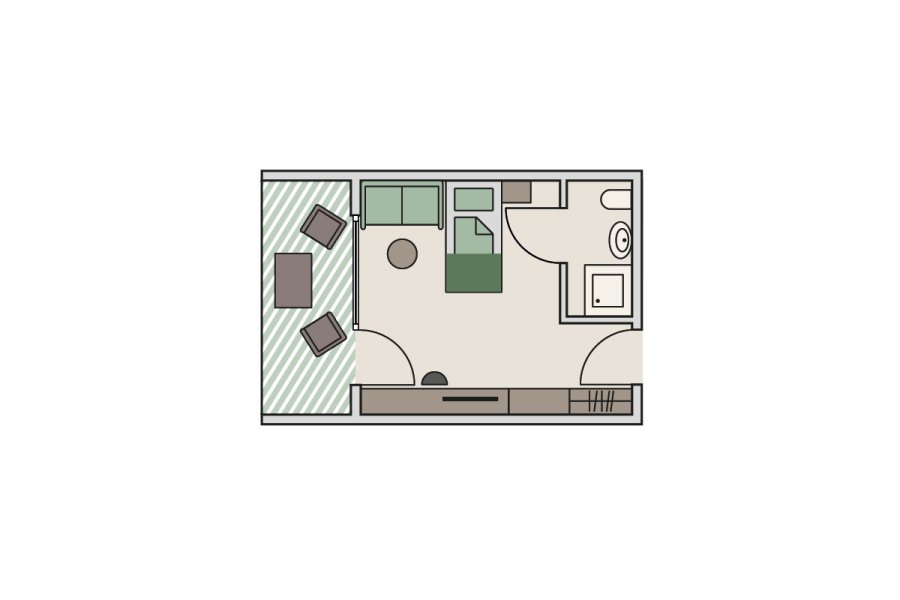 Zimmergrundriss Landhaus - Einzelzimmer