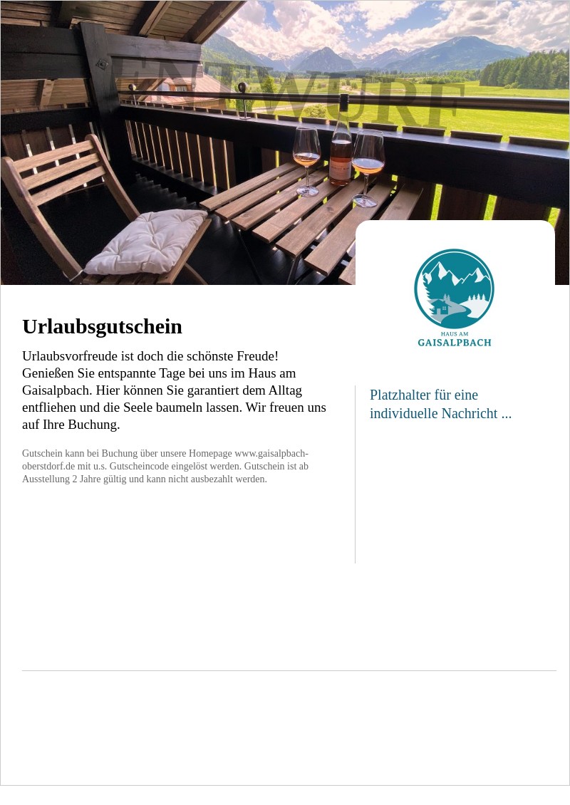 Gutschein-Vorschau Urlaubsgutschein