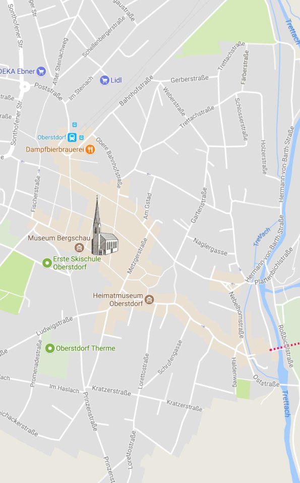 Ortsplan für Bus und Zentrum