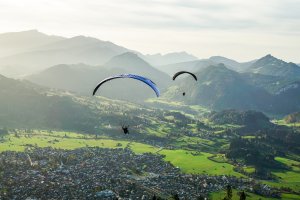 Hoch Hinaus Gleitschirm Tandemfliegen Oberstdorf Sonnenuntergang