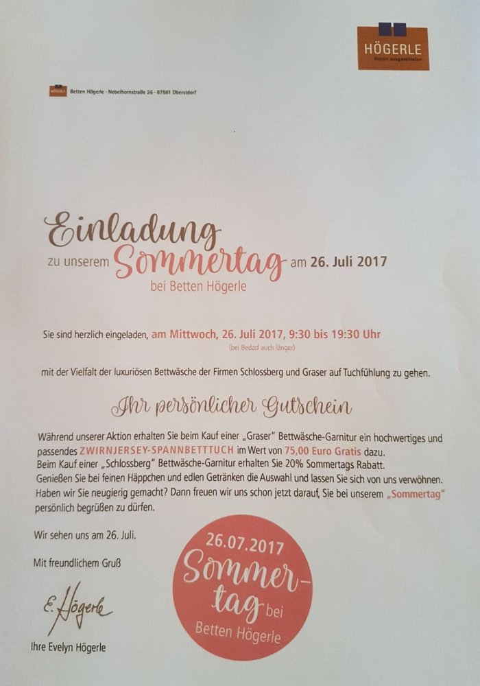 Einladung Sommertag