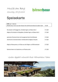 Musik am Berg - Speisekarte