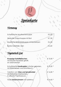 Speisekarte Abends Wintersaison 2025/26