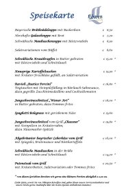 Speisekarte Frühjahr 2026