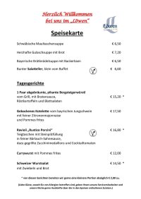 Speisekarte Mittag