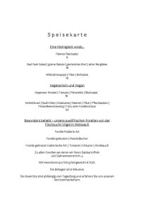 Speisekarte ab Oktober 2025