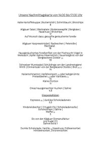 Unsere Nachmittagskarte