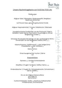 Unsere Nachmittagskarte