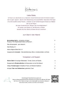 Speisekarte Frühjahr 2025