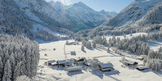 Panoramablick auf die winterliche Birgsau