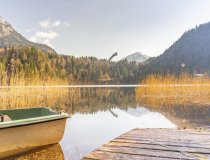 Freibergsee Herbst mit Boot