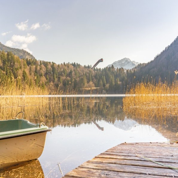 Freibergsee Herbst mit Boot